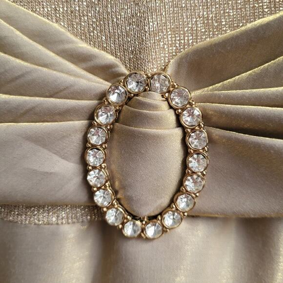 VTG Gold Evening Gown Sz 4 Formal Dress Short Sleeve 90s USA Old Hollywood Glam - Picture 4 of 15